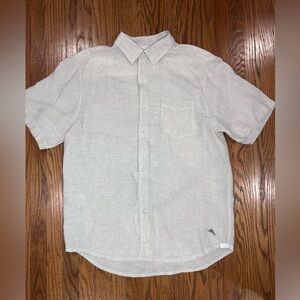 Tommy Bahama Paradise Breezer Tan/Beige Linen Button Down Shirt - size medium